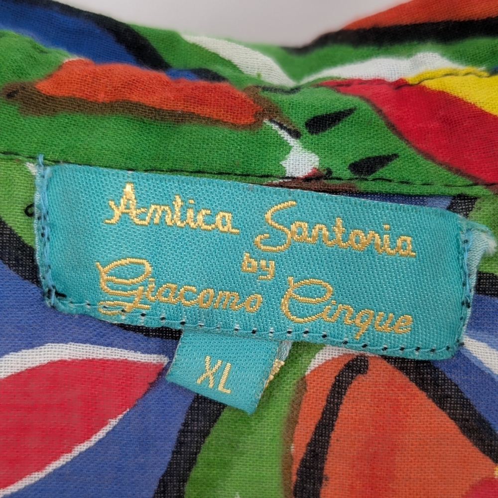 Antica Sartoria by Giacomo Button Down Collared Shirt Art To Wear Colorful Sz XL - Picture 15 of 16